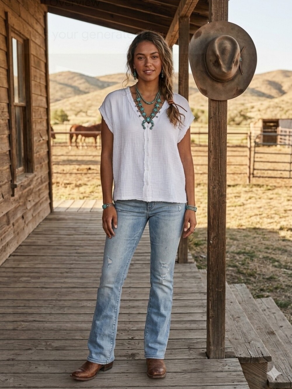 Michael Stars White Crinkled V-Neck Tunic Western Boho Gorp Farm Cottage Gauzy